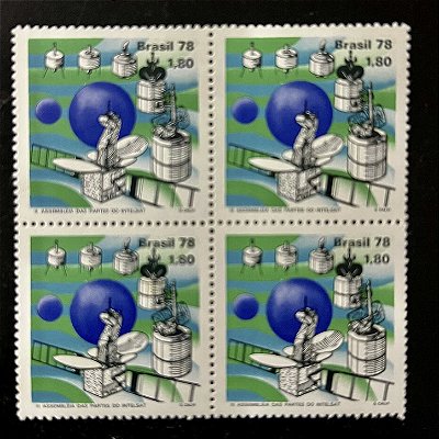 Quadra de Selos Comemorativos do Brasil - Terceira Assembléia das Partes do Intelsat - RJ - 1978 - Mint - ref.2475