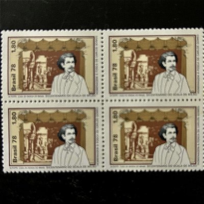Quadra de Selos Comemorativos do Brasil - Homenagem a Opera Fosca - Carlos Gomes - 1978 - Mint - ref.2476