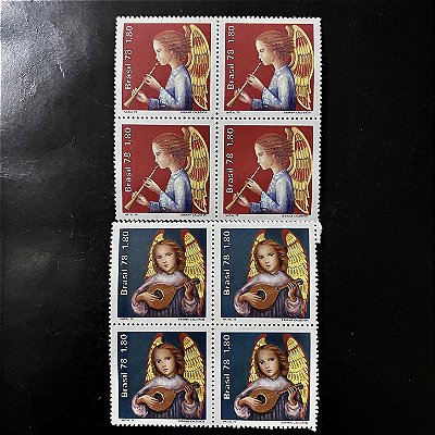 02 Quadras de Selos Comemorativos do Brasil - Natal 78 - 1978 - Mint - ref.2477