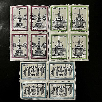 03 Quadras de Selos Comemorativos do Brasil - I Exposição Interamericana de Filatelia Classica - 1979 - Mint - ref.2488