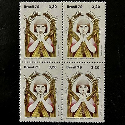 Quadra de Selos Comemorativos do Brasil - Dia Nacional de Ação de Graças - 1979 - Mint - ref.2490