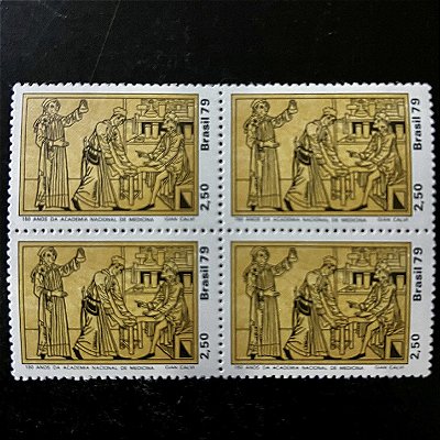 Quadras de Selos Comemorativos do Brasil - 150 Anos da Academia Nacional de Medicina - RJ - 1979 - Mint - ref.2497