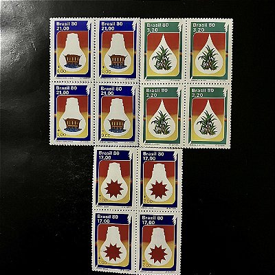03 Quadras de Selos Comemorativos do Brasil - Alternativas Enérgeticas - 1980 - Mint - ref.2507