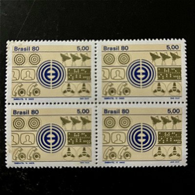 Quadra de Selos Comemorativos do Brasil - Embratel - 15 Anos - 1980 - Mint - ref.2509