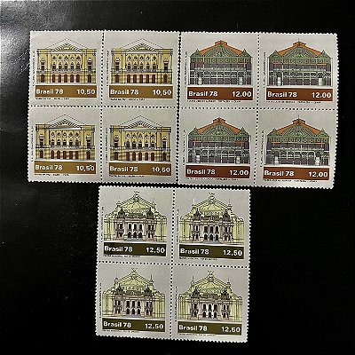 03 Quadras de Selos Comemorativos do Brasil -Teatros Brasileiros- 1978 - Mint - ref.2511