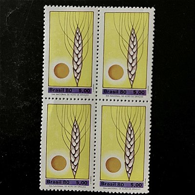 Quadra de Selos Comemorativos do Brasil - Dia Nacional de Ação de Graças - 1980 - Mint - ref.2513