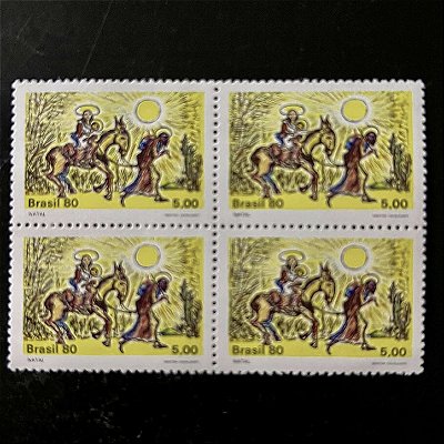 Quadra de Selos Comemorativos do Brasil - Natal - 1980 - Mint - ref.2514