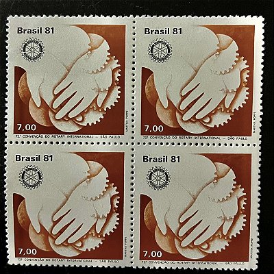 Quadra de Selos Comemorativos do Brasil - 72a.Convenção do Rotary Internacional em São Paulo - 1981 - Mint - ref.2518