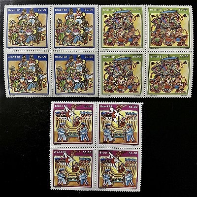 03 Quadras de Selos Comemorativos do Brasil - Folguedos e Bailados Populares - 1981 - Mint - ref.2520