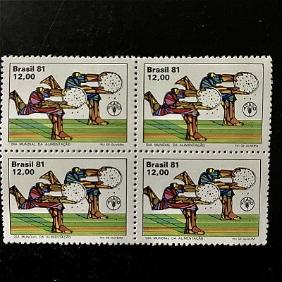 Quadra de Selos Comemorativos do Brasil - Primeiro Dia Mundial da Alimentação - 1981 - Mint - ref.2521