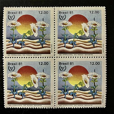 Quadra de Selos Comemorativos do Brasil - Ano Internacional das Pessoas Deficientes - 1981 - Mint - ref.2523