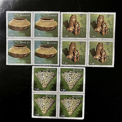 03 Quadras de Selos Comemorativos do Brasil - Museus de Ciencias - 1981 - Mint - ref.2524