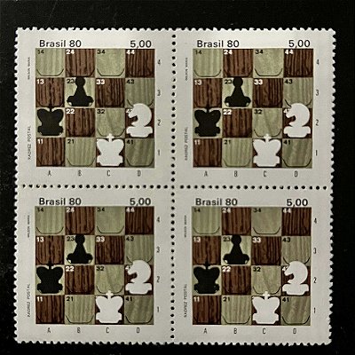 Quadra de Selos Comemorativos do Brasil - Xadrez Postal - 1980 - Mint - ref.2525