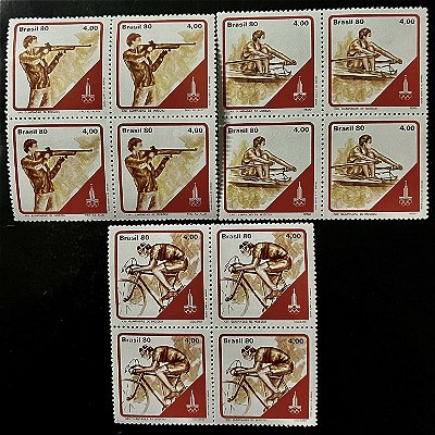03 Quadras de Selos Comemorativos do Brasil - XXII Olimpiadas de Moscou - 1980 - Mint - ref.2528