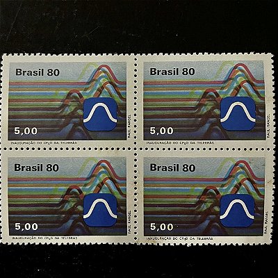 Quadra de Selos Comemorativos do Brasil - Inauguração do Centro de Pesquisa e Desenvolvimento da Telebras - 1980 - Mint - ref.2529