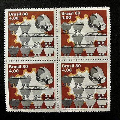 Quadra de Selos Comemorativos do Brasil - Industria de Carvão de Pedra - 1980 - Mint - ref.2532
