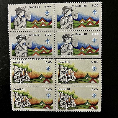 02 Quadras de Selos Comemorativos do Brasil - 4o Jambore Pan-Americano em Porto Alegre - 1981 - Mint - ref.2538