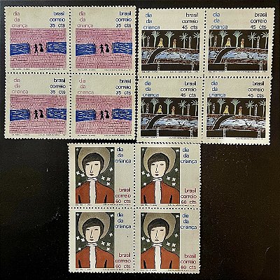 03 Quadras de Selos do Brasil - Dia da Criança - 1971 - Mint - ref.2549