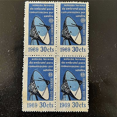 Quadra de Selos Comemorativos do Brasil - Inauguração da Estação Terrena da Embratel - 1969 - Novo - ref.2554