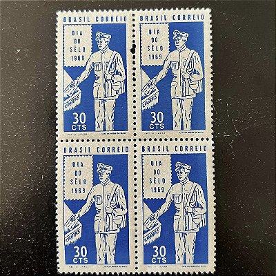 Quadra de Selos Comemorativos do Brasil - Dia do Selo - 1969 - Novo - ref.2555
