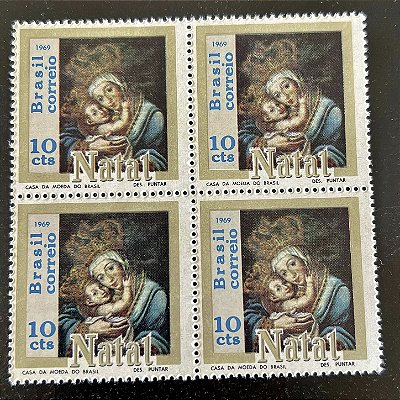 Quadra de Selos Comemorativos do Brasil - Natal - 1969 - Novo - ref.2557