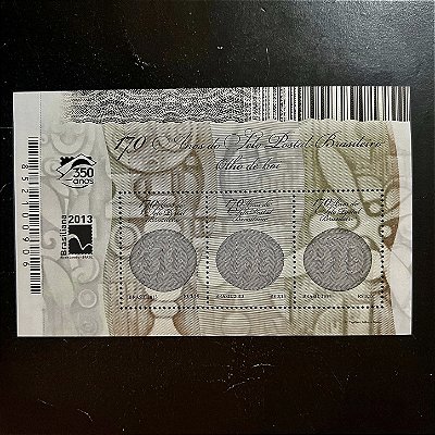 Bloco de Selos Comemorativos do Brasil - 170 Anos do Selo Postal Brasileiro - 2013 - Mint - ref.2559