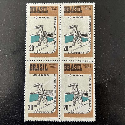 Quadra de Selos Comemorativos do Brasil - 40o. Aniversario do Nautico Atletico Cearense de Fortaleza - 1969 - Novo - ref.2560