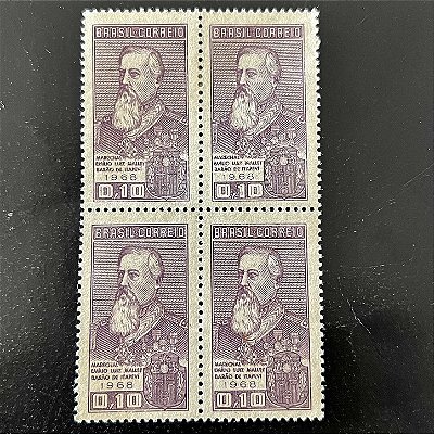 Quadra de Selos Comemorativos do Brasil - Marechal Emilio Luiz Mallet - Barão de Itapevi - 1968 - Novo - ref.2562