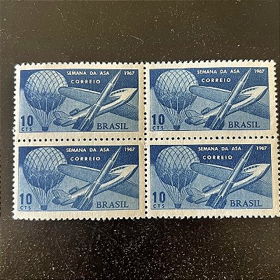 Quadra de Selos Comemorativos do Brasil - Semana da Asa - 1967 - Novo - ref.2569