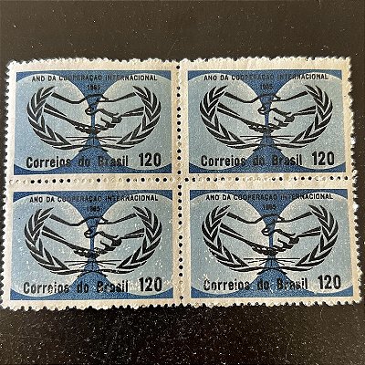 Quadra de Selos Comemorativos do Brasil - Ano da Cooperação Internacional - 1965 - Novo - ref.2572