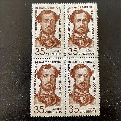 Quadra de Selos Comemorativos do Brasil - Centenário da Morte do Almirante Antonio Carlos Mariz e Barros - 1966 - Novo - ref.2577