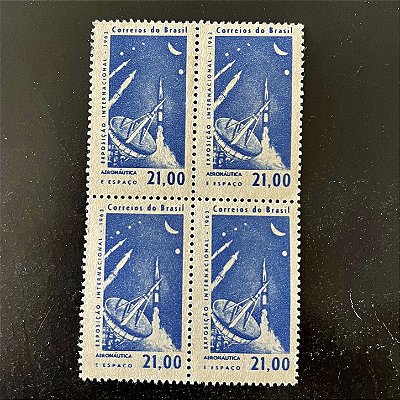 Quadra de Selos Comemorativos do Brasil - Exposição Internacional de Aeronáutica - 1963 - Novo - ref.2590