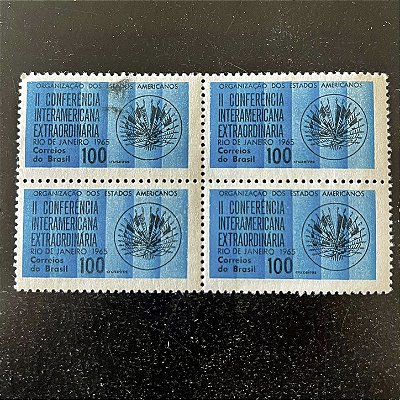 Quadra de Selos Comemorativos do Brasil - II Conferencia Interamericana Extraordinária no Rio de Janeiro - 1965 - Novo - ref.2593