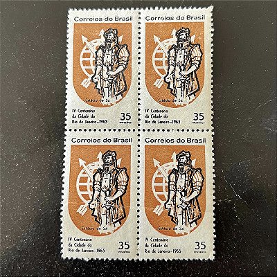 Quadra de Selos Comemorativos do Brasil - IV Centenário da Cidade do Rio de Janeiro - 1965 - Novo - ref.2598