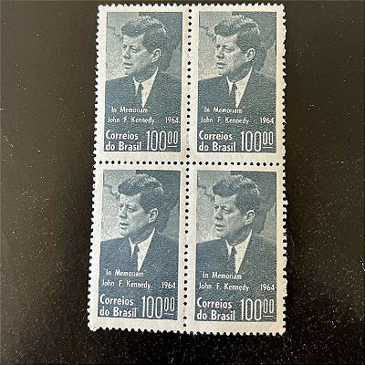 Quadra de Selos Comemorativos do Brasil - In Memorian a John Fitzgerald Kennedy - 1964 - Novo - ref.2599
