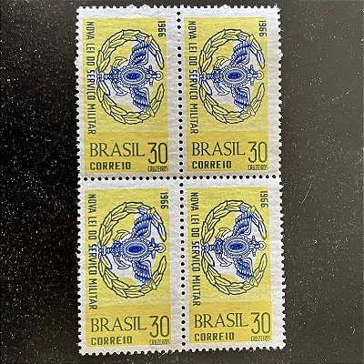 Quadra de Selos Comemorativos do Brasil -Propaganda da Nova Lei do Serviço Militar - 1966 - Novo - ref.2604