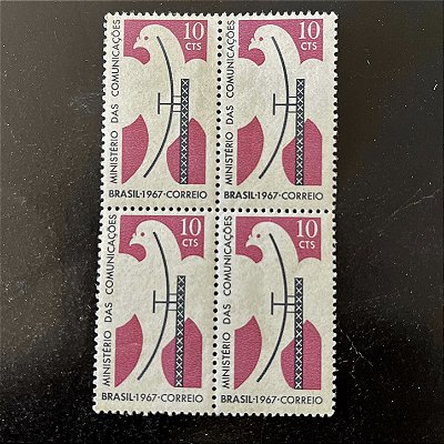 Quadra de Selos Comemorativos do Brasil - Criação do Ministério das Comunicações - 1967 - Novo - ref.2606
