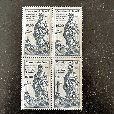 Quadra de Selos Comemorativos do Brasil - Sesquicentenário da Morte do Aleijadinho - 1964 - Novo - ref.2609