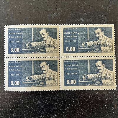 Quadra de Selos Comemorativos do Brasil - Centenário do Nascimento do Médico Alvaro Freire Villalba - 1963 - Novo - ref.2614
