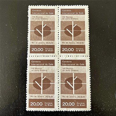 Quadra de Selos Comemorativos do Brasil - Convenio Internacional do Café - 1961 - Novo - ref.2629