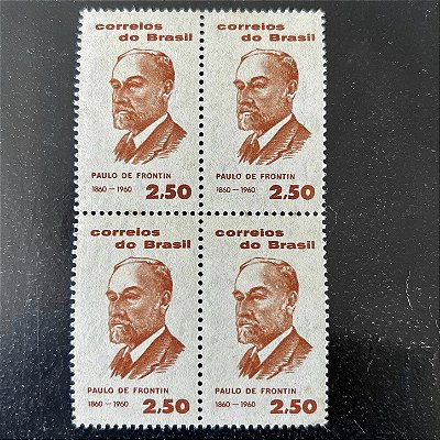 Quadra de Selos Comemorativos do Brasil -Centenário de Nascimento de Andre Augusto Frontin - 1960 - Novo - ref.2651