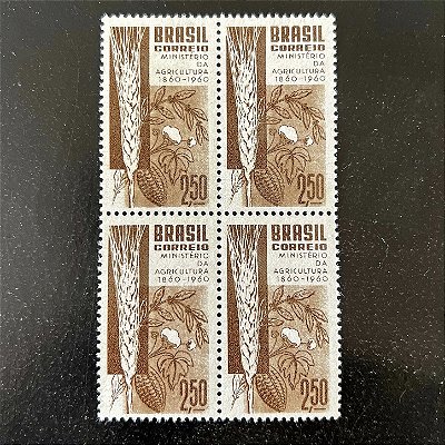 Quadra de Selos Comemorativos do Brasil - Centenário do Ministério da Agricultura - 1960 - Novo - ref.2652