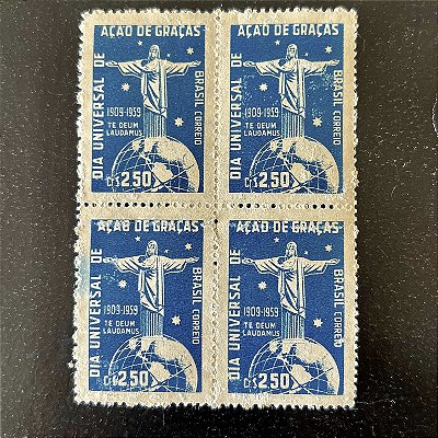 Quadra de Selos Comemorativos do Brasil - Cinquentenário do Dia Universal de Ação de Graças - 1959 - Novo - ref.2655