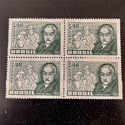 Quadra de Selos Comemorativos do Brasil - Homenagem a José Bento Monteiro Lobato - 1955 - Novo - ref.2660