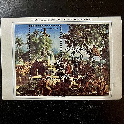 Bloco de Selos Comemorativos do Brasil - Sesquicentenario Nascimento de Victor Meirelles - com carimbo comemorativo - 1983 - ref.2660
