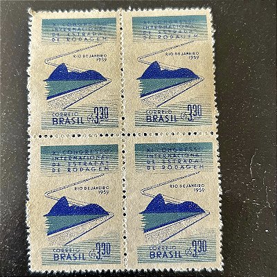 Quadra de Selos Comemorativos do Brasil - XI Congresso Internacional de Estradas de Rodagem no RJ - 1959 - Novo - ref.2661