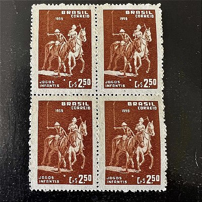 Quadra de Selos Comemorativos do Brasil - IX Jogos Infantis no Rio de Janeiro - 1959- Novo - ref.2671