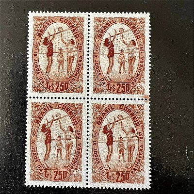 Quadra de Selos Comemorativos do Brasil - IX Jogos da Primavera no Rio de Janeiro - 1957 - Novo - ref.2673