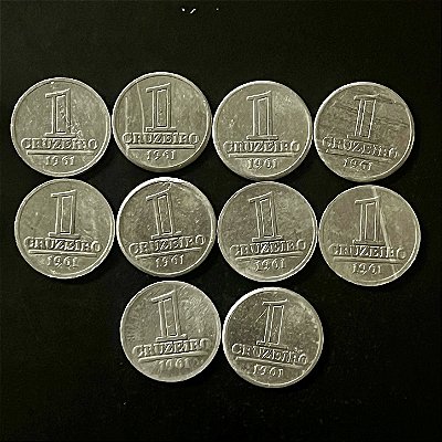 10 Moedas do Brasil - 1 Cruzeiro - 1961 - Aluminio - Mbc - ref.2678