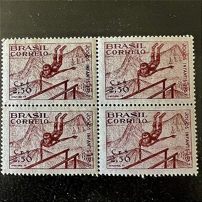 Quadra de Selos Comemorativos do Brasil - VII Jogos Infantis no Rio de Janeiro - 1957 - Novo - ref.2682